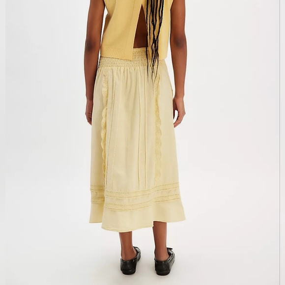 Free People Whitney Midi Skirt Yellow - Picture 2 of 6